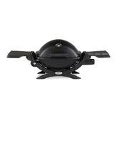 Weber Q1200 Liquid Propane Grill (Black) with Portable Cart, Adapter Hose Bundle