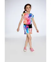 Girl French Terry Jumpsuit Printed Rainbow Heart