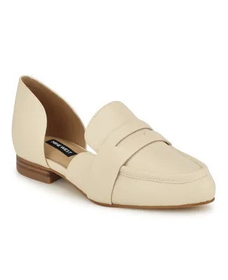 Nine West Women's Gorel D'Orsay Pointy Toe Dress Flat Loafers - Cream