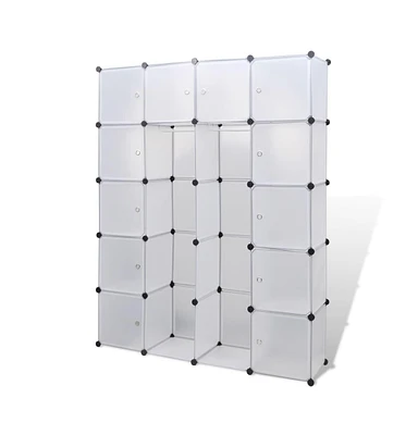 Modular Cabinet with 14 Compartments White 14.6"x57.5"x71.1"
