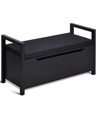 34.5 x 15.5 19.5 Inch Shoe Storage Bench with Cushion Seat for Entryway