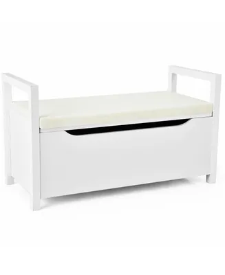 34.5 x 15.5 x 19.5 Inch Shoe Storage Bench with Cushion Seat for Entryway