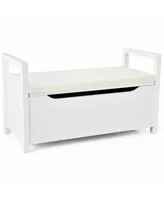 34.5 x 15.5 x 19.5 Inch Shoe Storage Bench with Cushion Seat for Entryway
