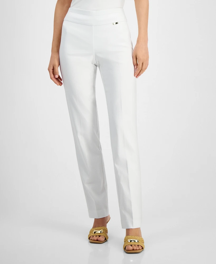 I.n.c. International Concepts Women's Tummy-Control Pull-On Straight-Leg Pants
