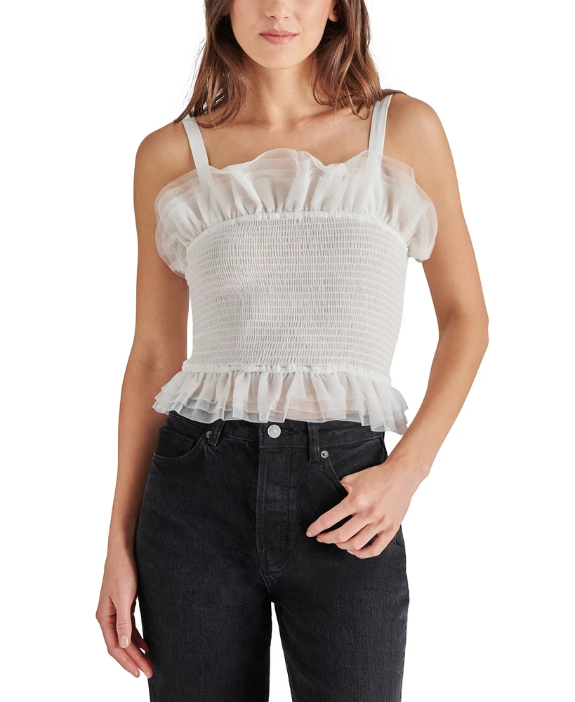 Steve Madden Women's Rhiannon Smocked Ruffle-Trim Top