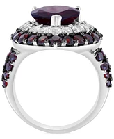 Effy Garnet (7-1/3 ct. t.w.) & White Topaz (1-1/2 ct. t.w.) Pear Halo Ring in Sterling Silver