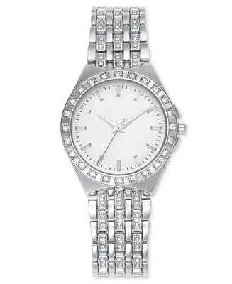 I.n.c. International Concepts Women's Crystal Silver-Tone Bracelet Watch 33mm, Created for Macy's