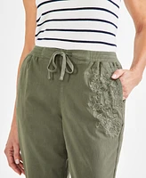 Style & Co Women's Floral-Embroidered Pull-On Pants, Created for Macy's