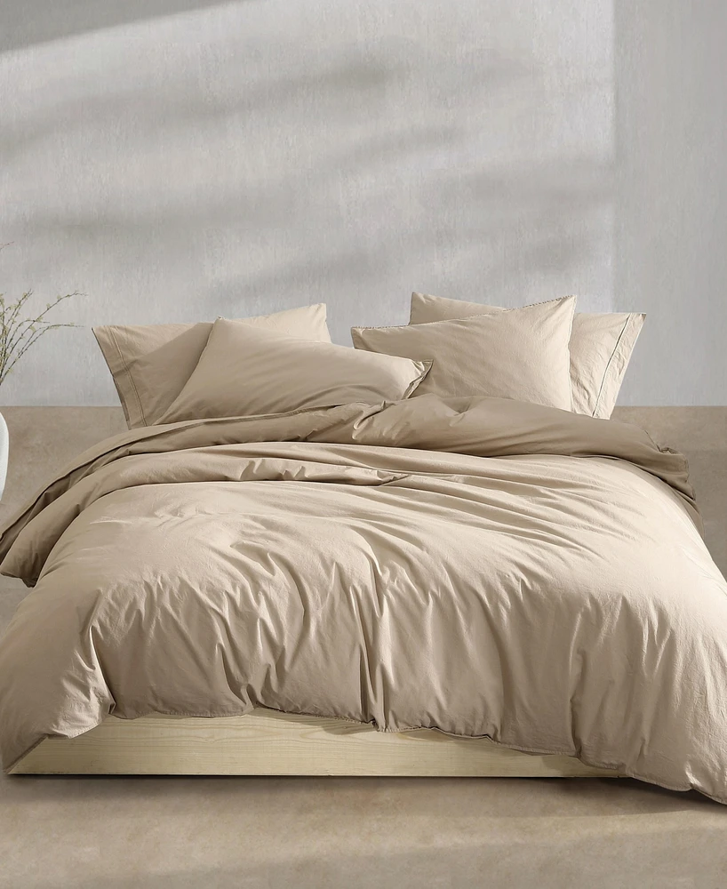 Calvin Klein Washed Percale Cotton Solid 3 Piece Comforter Set