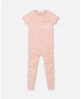 Girl Organic Cotton Two Piece Pajama Set Pink Printed Goose
