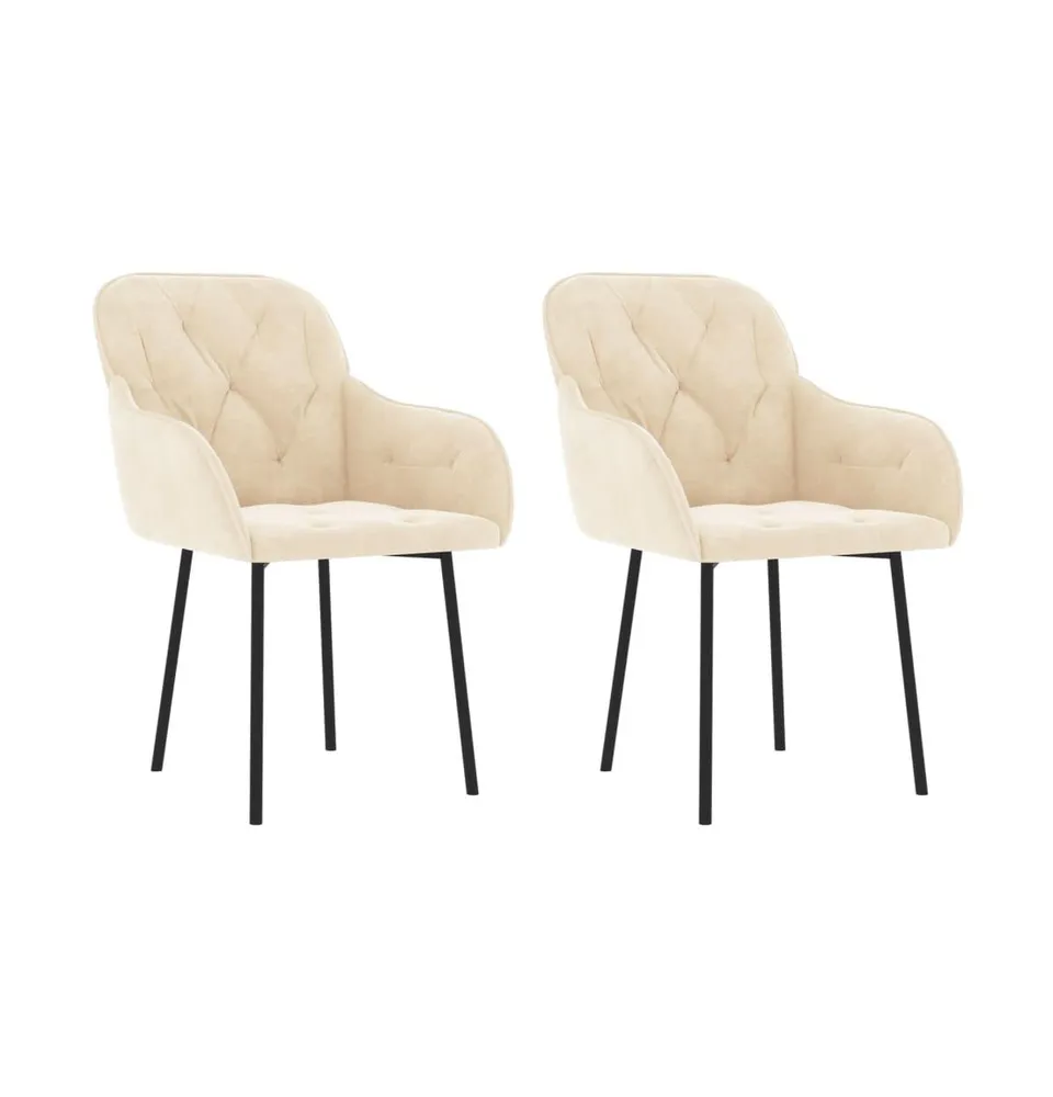 Dining Chairs 2 pcs Cream Velvet