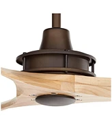 52" Windspun Rustic Farmhouse 3 Blade Indoor Ceiling Fan with Remote Control Oil Rubbed Bronze Natural Solid Wood for Living Kitchen House Bedroom Fam