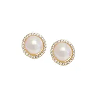 Sohi Women's White Circular Stud Earrings