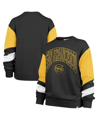 Women's '47 Brand Black Golden State Warriors 2023/24 City Edition Nova Crew Sweatshirt