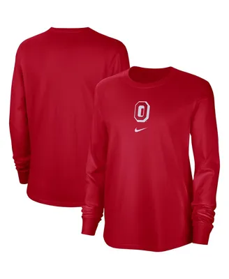 Women's Nike Scarlet Distressed Ohio State Buckeyes Vintage-Like Long Sleeve T-shirt