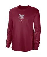 Women's Nike Crimson Distressed Oklahoma Sooners Vintage-Like Long Sleeve T-shirt