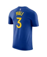 Men's Nike Jordan Poole Royal Golden State Warriors Icon 2022/23 Name and Number T-shirt