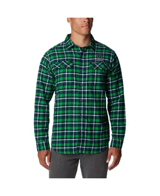 Men's Columbia Green Notre Dame Fighting Irish Flare Gun Flannel Long Sleeve Shirt
