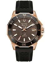 Bulova Men's Marine Star Black Silicone Strap Watch 43mm