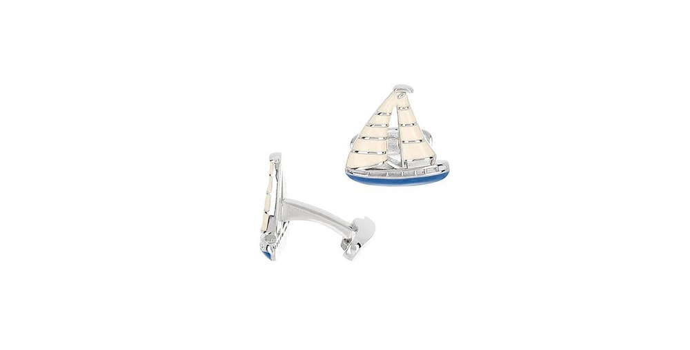 Blue Enamel Sailboat Cufflinks