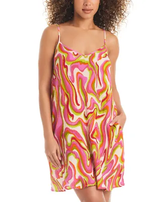 Sanctuary Women's Neon Swirl Cotton Cover-Up Tank Dress