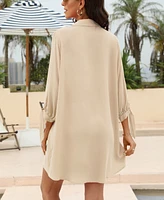 Women's V-Neck Button Front Cover-Up Dress