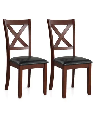 Wooden Dining Chairs Set of 2 Kitchen Side Chair with Padded Seat Rubber Wood Legs