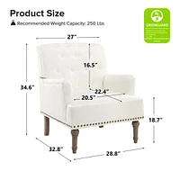 Mcgavock Traditional Wooden Upholstered Accent Chair with Tufted Back