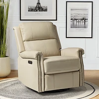 Chapas Transitional Genuine Leather Power Recliner