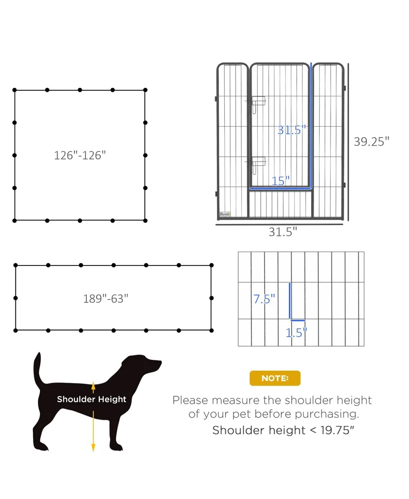 PawHut Dog Playpen for Large Medium, Small Dogs, 16 Panels, 126" x 126" x 39"