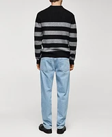 Mango Men's Striped Perkins Collar Sweater