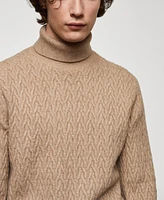 Mango Men's Braided Turtleneck Sweater