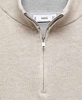 Mango Men's Neck Zipper Cotton Sweater