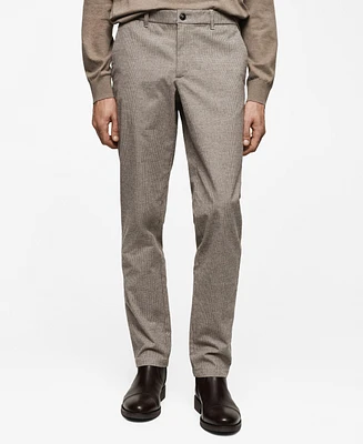 Mango Men's Slim-Fit Cotton Micro-Houndstooth Pants