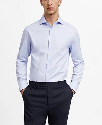 Mango Men's Slim Fit Structured Dress Shirt