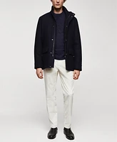 Mango Men's Pockets Detail Short Wool Coat