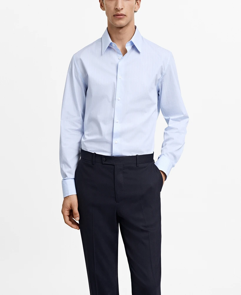 Mango Men's Regular-Fit Cotton Striped Dress Shirt