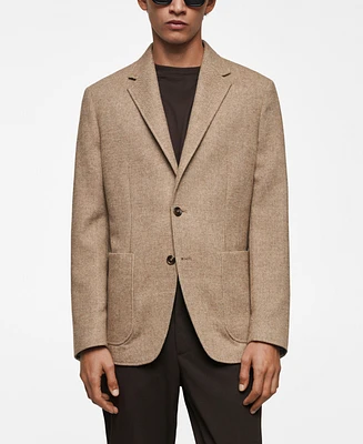 Mango Men's Slim-Fit Herringbone Wool Suit Jacket