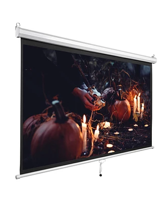 Yescom 72" 16:9 Home Movie Manual Projection Screen Pull Down Projector Matte White New