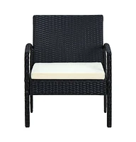 Patio Chair with Cushion Poly Rattan Black