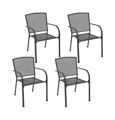 Patio Chairs 4 pcs Mesh Design Anthracite Steel
