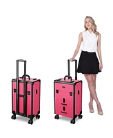 Byootique Rolling Makeup Train Case Cosmetic Storage Organizer Trolley 2 Drawers