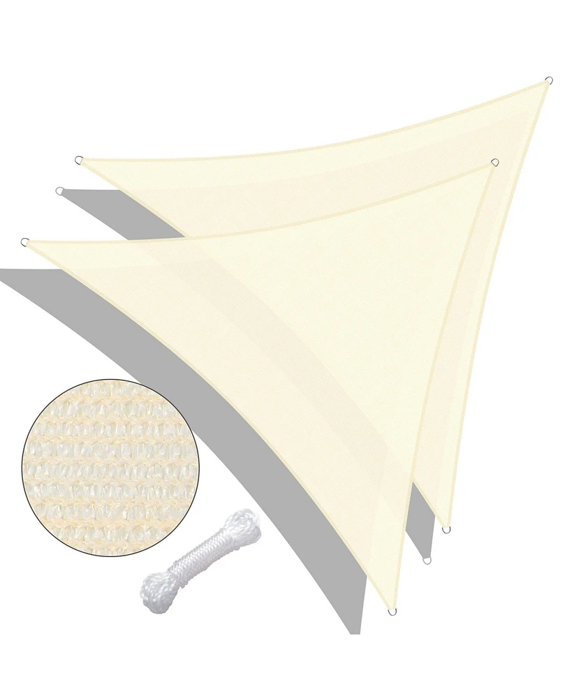 22 Ft 97% Uv Block Triangle Sun Shade Sail Hdpe Canopy Cover Net Poolside 2 Pack