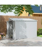 Outsunny 5' x 9' Metal Outdoor Storage Shed with Base Lockable Doors, White