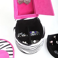 9" Tall Display Jewelry Box With Hidden Storage, High Heel Shoe Design, Zebra Print