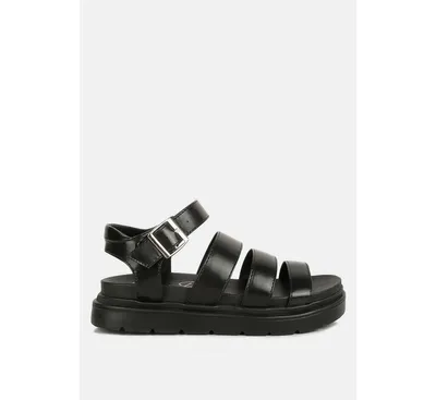 Womens Belcher Faux Leather Gladiator Sandals