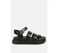 Womens Belcher Faux Leather Gladiator Sandals