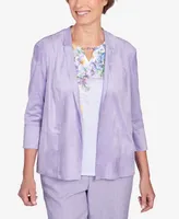 Alfred Dunner Petite Isn't It Romantic Suede Flutter Sleeve Jacket