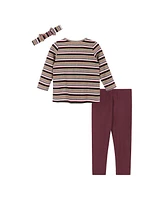 Infant Girls Lurex Stripe Rib Knit Dress & Legging Set