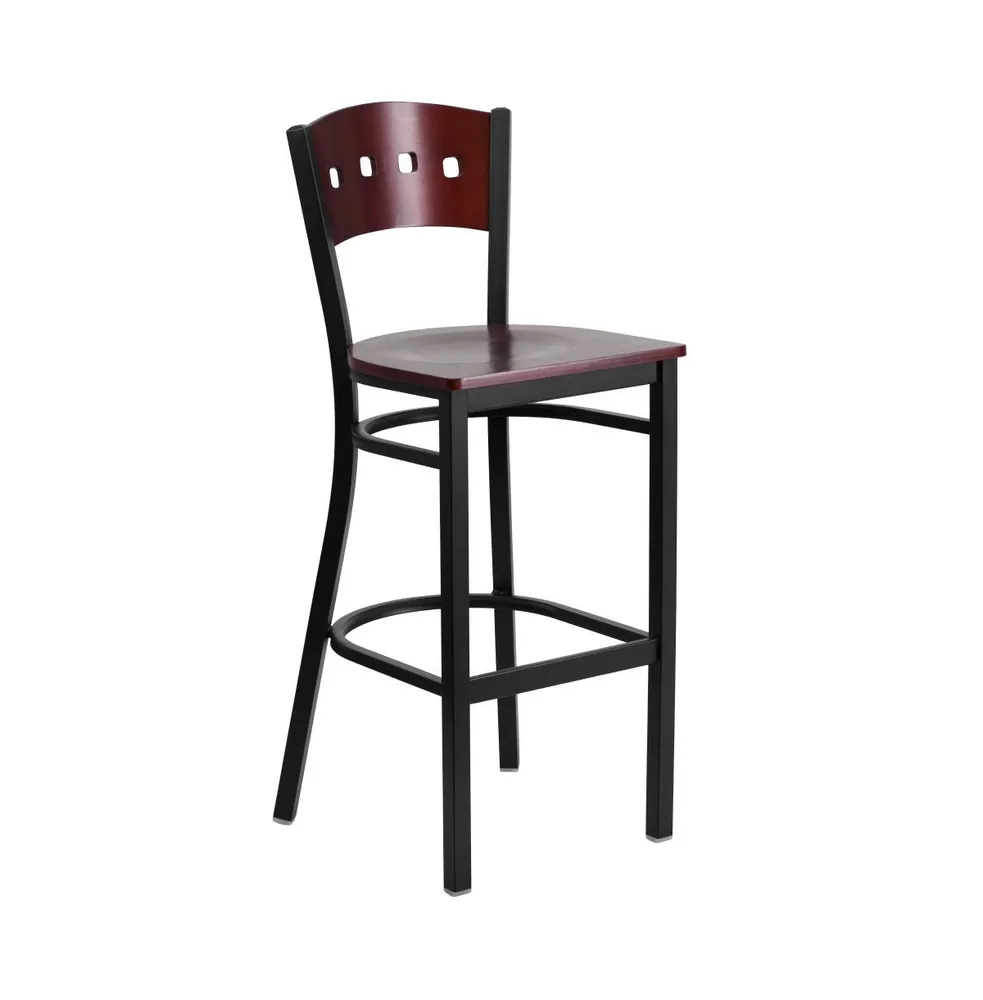 Decorative 4 Square Back Metal Restaurant Dining Barstool